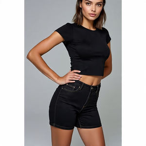 Short en jean personnalisé pour femmes Taille haute Respirant Respectueux de l'environnement Streetwear à la mode déchirée - Product Image 5