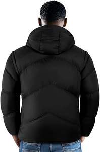 Veste d'hiver à bulles d'air pour hommes avec logo personnalisé Veste utilitaire d'extérieur en nylon épais et chaud à capuche détachable - Product Image 6