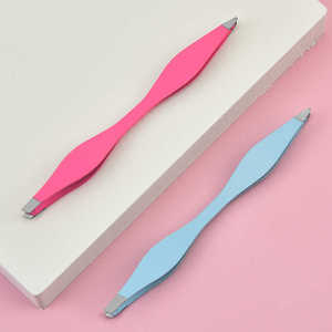 Pince à sourcils professionnelle en acier inoxydable à double extrémité 2 pointes pointues inclinées double face Double bord - Product Image 3