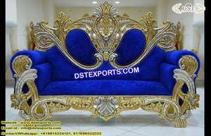 Increíble sofá de oro blanco Loveseat para boda musulmana diseñador pareja sofá para decoración de boda sofá de madera hecho a mano para novia novio - Product Image 3