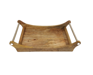 Plateau de service fini naturel avec poignée en métal Cadeau du Ramadan Plateau de service pour dattes Noix Servir Utilisation dans l'hôtel à la maison - Product Image 3