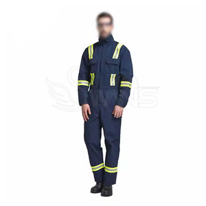 Combinaison de travail réfléchissante bleu marine pour homme, uniforme de sécurité en polyester avec bandes haute visibilité pour usage industriel - Product Image 4
