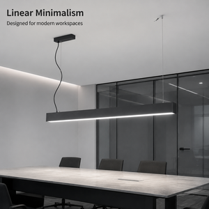 Lustre moderne en fer noir, linéaire, LED intégrée 60W 6000K, hauteur réglable, pour bureau, salle à manger, îlot de cuisine - Product Image 2