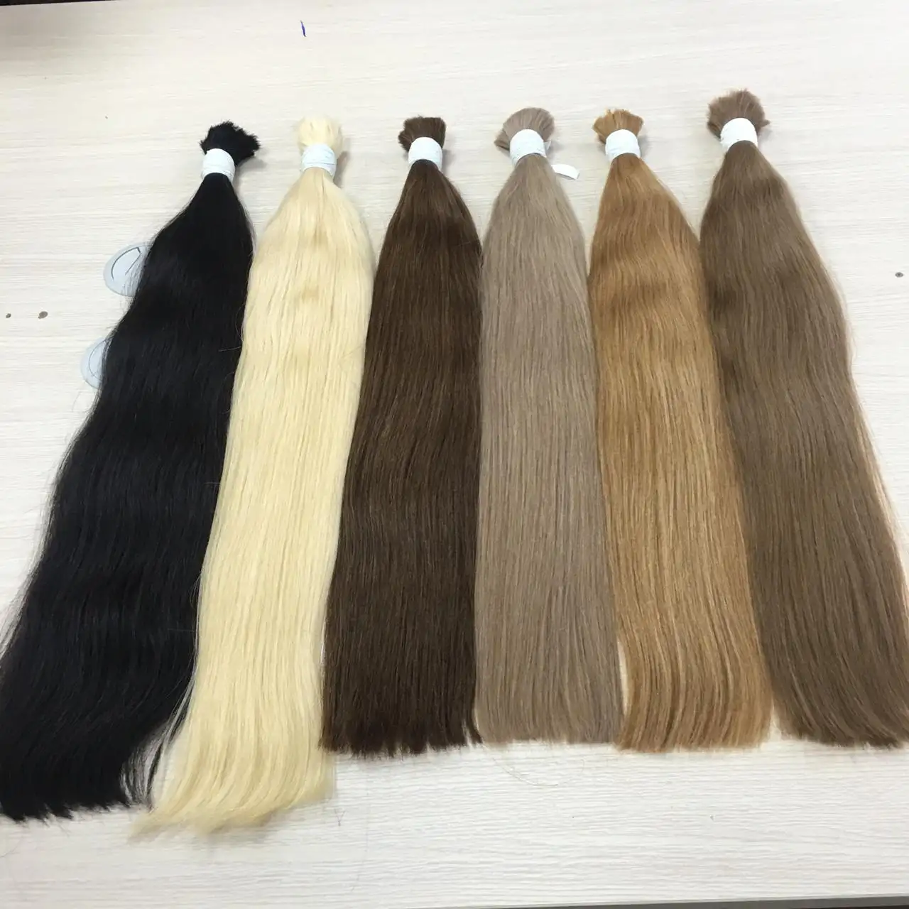 Full Colors Ash Color/ Warm Color Raw Human Hair Extensions Bulk / Weft/ I U V Nail Tips Wholesale from Factory