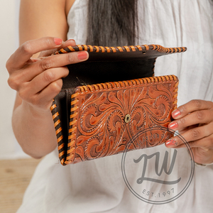 LW Genuine Leather Luxury Vintage Lady Hand Bag with Wholesale Card Holder and Money Clips Women's Credit <b>Wallet</b> Large Size - Product Image 4