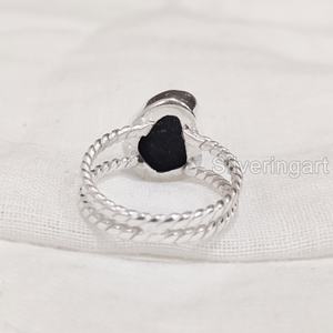 เครื่องประดับหินหยาบสำหรับผู้หญิงแหวนแซฟไฟร์พลอยสีฟ้าสดธรรมชาติสำหรับวันเกิดพลอยสองชั้นบิดเป็นวงแหวนเงินสเตอร์ลิง925 - Product Image 5