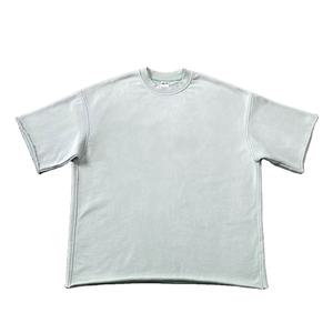 T-shirt en coton épais lavé à l'acide vintage pour hommes personnalisé 360 GSM surdimensionné col rond Streetwear T-shirt blanc vêtements pour hommes - Product Image 4