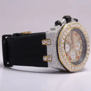 Reloj de Pulsera de Acero Inoxidable Negro con Diamantes Naturales Estilo Hip Hop para Hombre, Diamantes con Claridad VVS Mejorada, Esfera de Cristal de Alta Calidad - Product Image 3