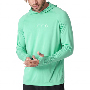 Sudadera con Capucha Verde de Manga Larga para Adultos Unisex, Transpirable, con Estampado Digital, Talla Grande, Secado Rápido, UPF 50, 100% Poliéster, Color Sólido en la Parte Delantera - Product Image 1