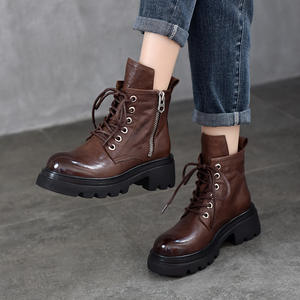 รองเท้าบูทส้นหนาสำหรับผู้หญิง รองเท้าบูทสูงถึงเข่า พื้นรองเท้าหนา รองเท้าแฟชั่นฤดูหนาวสำหรับผู้หญิง รองเท้าบูทสูงถึงต้นขา ทำจากหนังกลับ นุ่มสบาย - Product Image 2