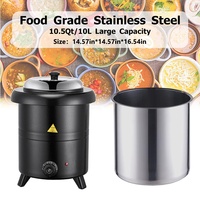Chauffe-soupe électrique commercial en acier inoxydable noir 10L pour buffet, équipement de restaurant, chauffe-plats