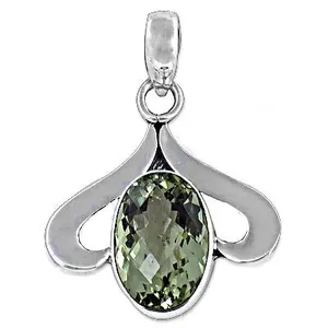 Colgante de Amatista Verde Hecho a Mano para Mujer, Plata 925 y Oro Rosa, Joyería de Piedras Preciosas de Estilo Religioso con Dije de Platino - Product Image 3