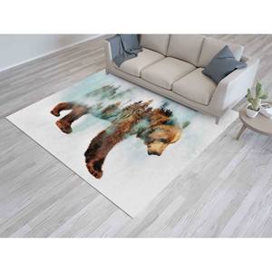 Alfombra de Oso en la Nieve: Alfombra Decorativa Abstracta con Diseño de Animal del Bosque, Alfombra Suave No Tejida - Product Image 5