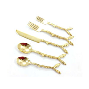 Juego de cubiertos de lujo de acero inoxidable de 7 piezas con asas negras Estilo americano moderno en chapado en oro - Product Image 5