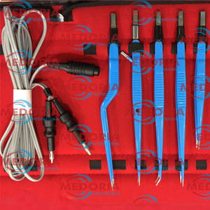 Juego de instrumentos de fórceps bipolares internacionales Medoria de alta calidad Cable de 3 metros de silicona reutilizable azul-9 piezas para sala quirúrgica - Product Image 5