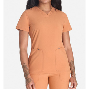 เสื้อคอวีมีช่องระบายสองช่องแบบมีห่วงเครื่องมือและสแนปปิดช่องระบายอากาศด้านข้างแบบเซ็กซี่สำหรับหมอพยาบาล - Product Image 1