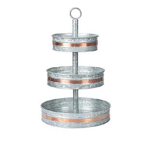 Bandeja de servicio de metal de 2 niveles hecha a mano de diseño moderno Bandeja de diseñador redonda ecológica-Venta al por mayor - Product Image 3