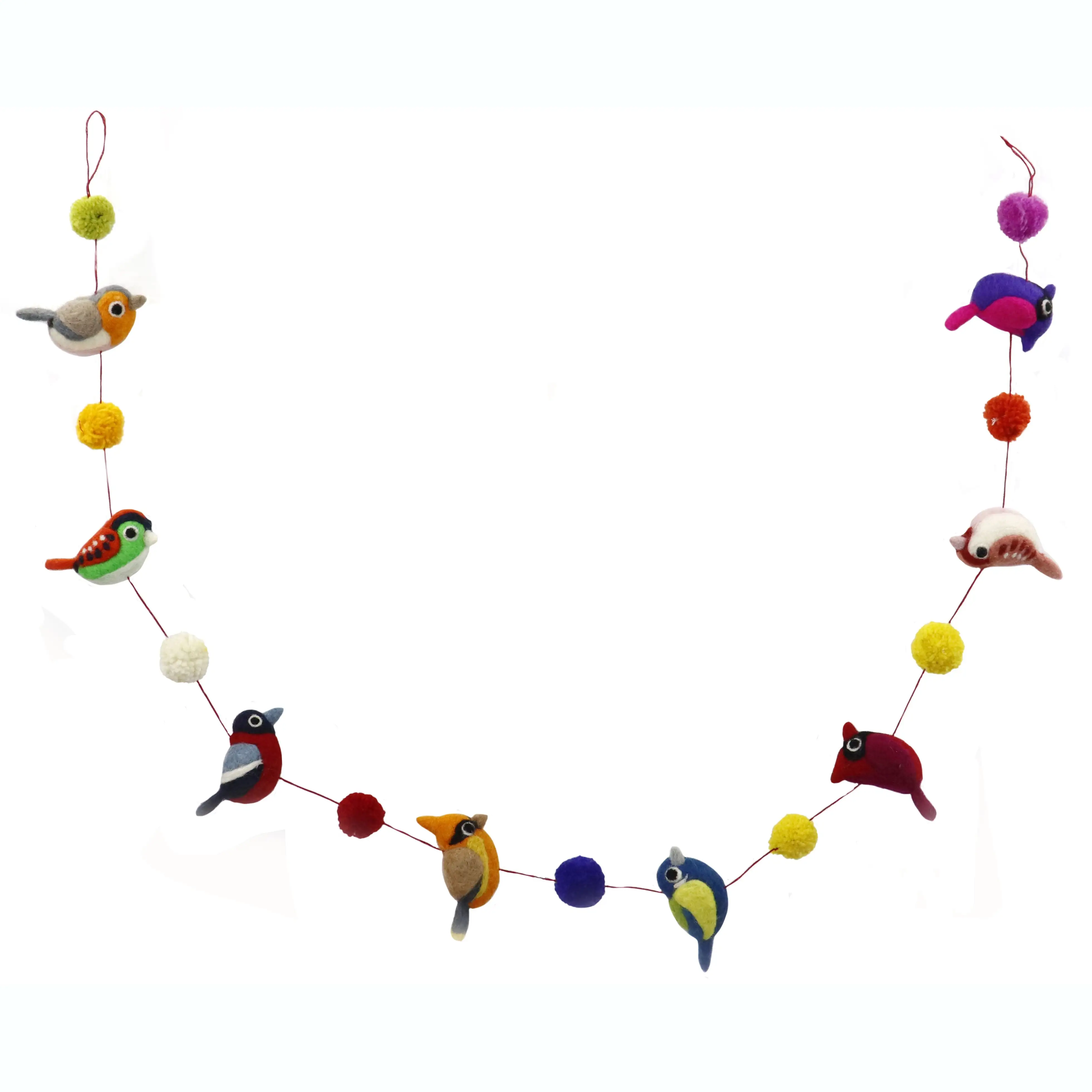 طيور روبن الملونة المصنوعة يدويًا من اللباد روبن الجديدة ، إكليل باب إكليل الطيور ، زينة احتفالية