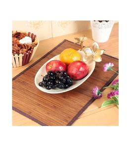 Plateau en aluminium de fruits en métal de forme ovale bol de service maison et cuisine équipement de service de mariage et de fête bol de fruits fait à la main - Product Image 1