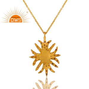 Último diseño hecho a mano 18K chapado en oro Zirconia cúbica y collar con colgante de ónix rojo Demi fabricante de joyería fina - Product Image 2