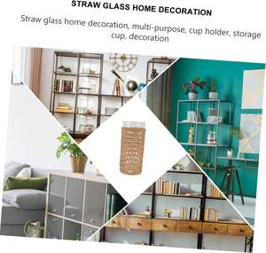 Élégant manchon de paille léger décoratif en verre tissé tasse porte-paille accessoires de boissons ajustement verre verres promotionnels - Product Image 5