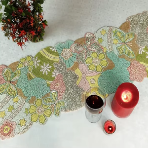 Monograma con cuentas corredor y posavasos patrón semilla cuenta peyote puntada rebordear para principiantes Material de vidrio ecológico tamaño 14x14 - Product Image 1