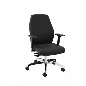 Sedia da ufficio DENIOS Shape XXL, tecnologia Syncro-Tension, base in alluminio, nera - Product Image 1