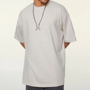 100% peso pesado 345 GSM algodón logotipo personalizado hombro caído patrón sólido de gran tamaño tela de punto de alta calidad camiseta para hombres - Product Image 3