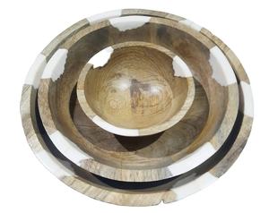 Cuenco de madera natural de diseño único versátil y adicional para uso doméstico, cocina o fiesta, descubra nuestro cuenco decorado - Product Image 1