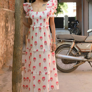 Nueva colección Tie Dye Long Maxi con cuello en V Media manga Tela de rayón Vestido holgado con abertura lateral Primavera Maxi Vestidos Artículos - Product Image 1