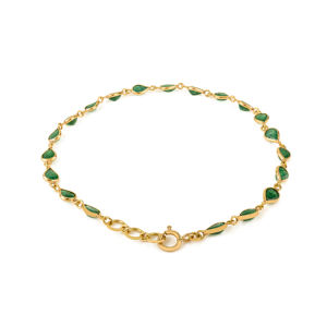 New Arrivals Best Selling Products Natural Emerald Station Bracelet Unisex Everyday Wear 18K <b>Solid</b> Yellow <b>Gold</b> Handmade Jewelry - Product Image 5