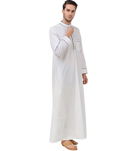 Nueva llegada musulmán hombres ropa de manga larga Thobe alta calidad suave poliéster Thobe Thawb Collar hombres Jubba Thobe manga larga - Product Image 6