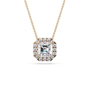 Colgante con un solo halo de diamantes talla Asscher de 0.50 ct, diamante cultivado en laboratorio en platino, para compromiso nupcial - Product Image 1
