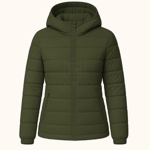 แจ็กเก็ตขนเป็ดน้ำหนักเบาสำหรับผู้หญิงแจ็กเก็ตมีฮู้ดกันน้ำผ้าโพลีเอสเตอร์75D เสื้อคลุมฤดูหนาวกำหนดโลโก้ได้เอง - Product Image 6