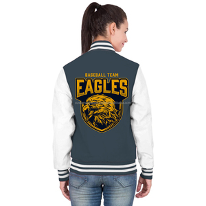 Chaqueta universitaria de lana de algodón para mujer al por mayor chaqueta universitaria bombardero bordada personalizada - Product Image 4