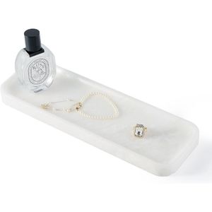 Bandeja Moderna de Mármol Koville para Lavabo de Baño, 12x4 Pulgadas, Bandeja de Vanidad Blanca Natural, Organizador de Encimera de Cocina - Product Image 1