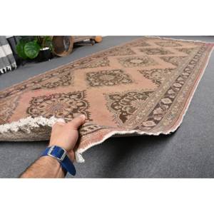 Vintage <b>Brown</b> 49 X 123 ft Turkish <b>Wool</b> Rug Classic Style Beige Accents Patchwork Pattern Latex for Large Area for Teenagers - Product Image 5