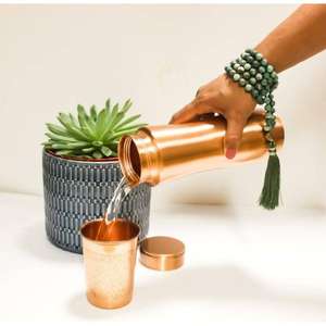 Botella de agua de cobre ligera, ideal para el estilo de vida diario, accesorios para beber, botella de agua certificada ayuvédica beneficiosa para la salud - Product Image 6