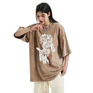 T-shirt vintage imprimé graphique personnalisé délavé à l'acide T-shirt surdimensionné Streetwear 100% coton pour hommes - Product Image 1