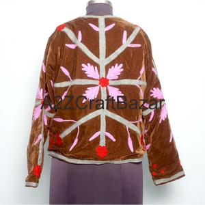 Veste en velours brodée à la main pour femmes, automne-hiver, approvisionnement ODM, motif floral respirant, séchage rapide - Product Image 5
