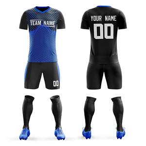 Ensemble d'uniformes de football personnalisés à manches courtes respirants par sublimation – Prix de gros, logo personnalisé, maillot unisexe vierge en mesh pas cher - Product Image 6