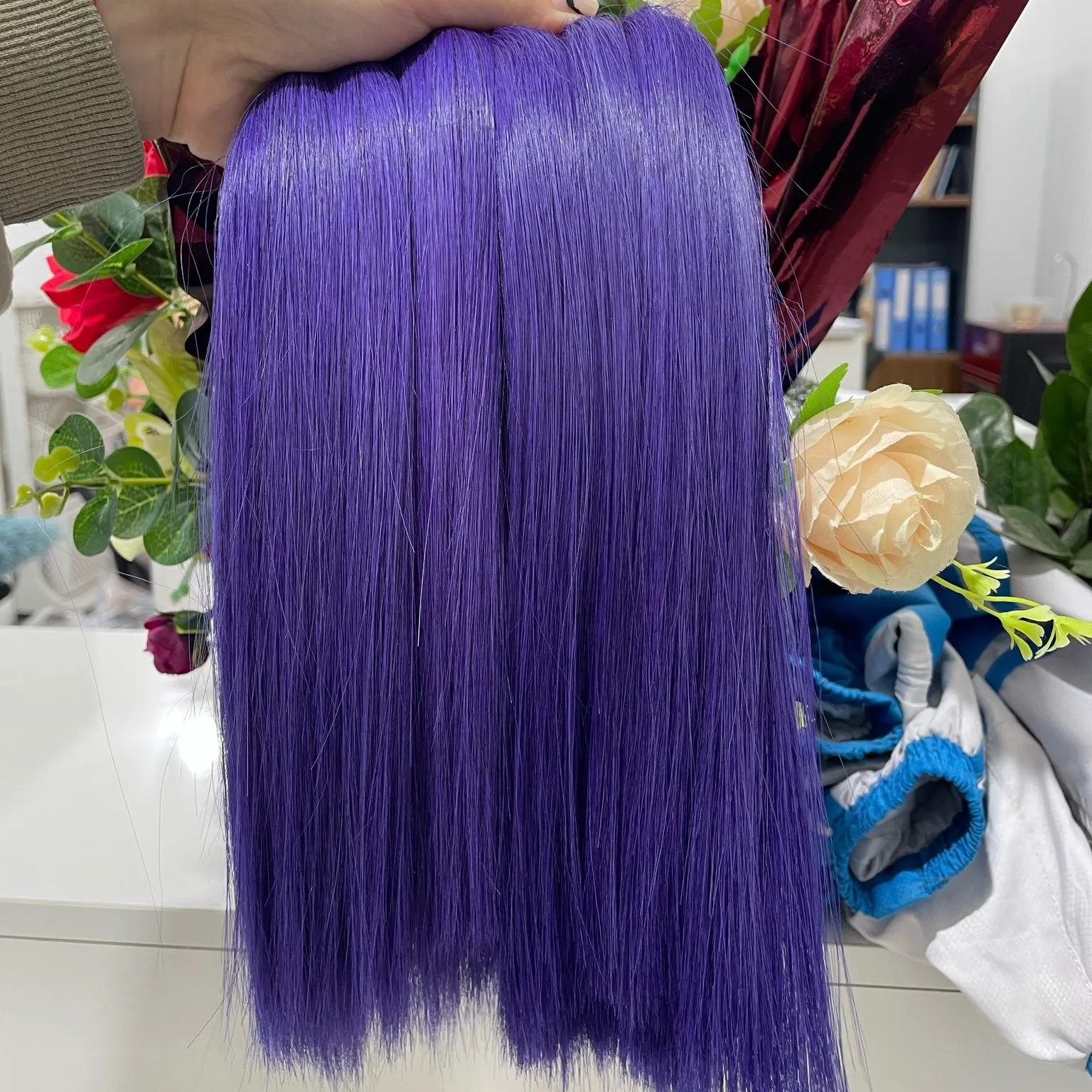 Reasonable Price Best Choice Color for New Year 2023 Purple Color Hair Weaving Bundles Human Hair Extension