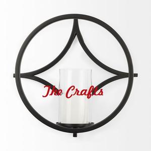 Porte-bougie mural en fer noir, design unique, porte-bougie décoratif avec cheminée en verre, best-seller - Product Image 2