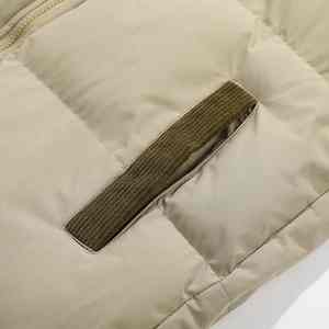 Chaqueta de Invierno para Hombre, Cuello Alto, Logotipo Frontal, Cálida, Gruesa, Acolchada de Algodón, con Capucha, Casual, Cortavientos, Talla Grande, Color Sólido - Product Image 5