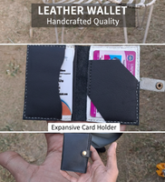 Porte-cartes en cuir véritable Crazy Horse minimaliste vintage pour homme avec fermeture à bouton de luxe, blocage RFID pour cartes de crédit et d'identité