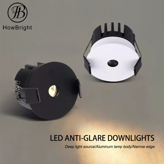 Indoor LED Anti-Glare Downlight 3W/5W/7W/12W Aluminum Body Narrow Edge Deep Light Source Recessed Ceiling Spot Light