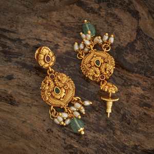 Boucles d'oreilles pendantes style antique en alliage de cuivre et de zinc, motif floral tendance pour mariages et occasions religieuses - 181378 - Product Image 4