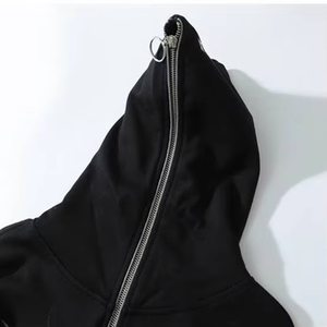 Sudadera con capucha enmascarada de algodón orgánico para hombre de alta calidad, bordado personalizado suave, capucha facial con cremallera completa con gran diseño para la temporada de otoño - Product Image 2