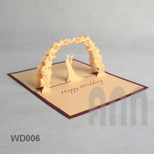 Carte d'invitation de mariage pop-up 3D faite à la main de style traditionnel japonais Carte de voeux en papier pour occasions spéciales Saint Valentin - Product Image 5