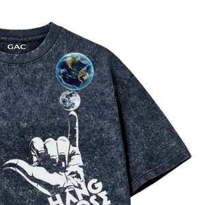 T-shirt en jersey 100 % coton délavé pour homme, imprimé graphique Earth Hand, manches courtes, style streetwear décontracté, coupe classique, style vintage - Product Image 3